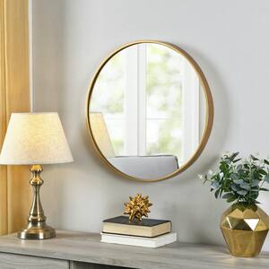 Medium Round Gold Modern Mirror (22 in. H x 1.75 in. W)