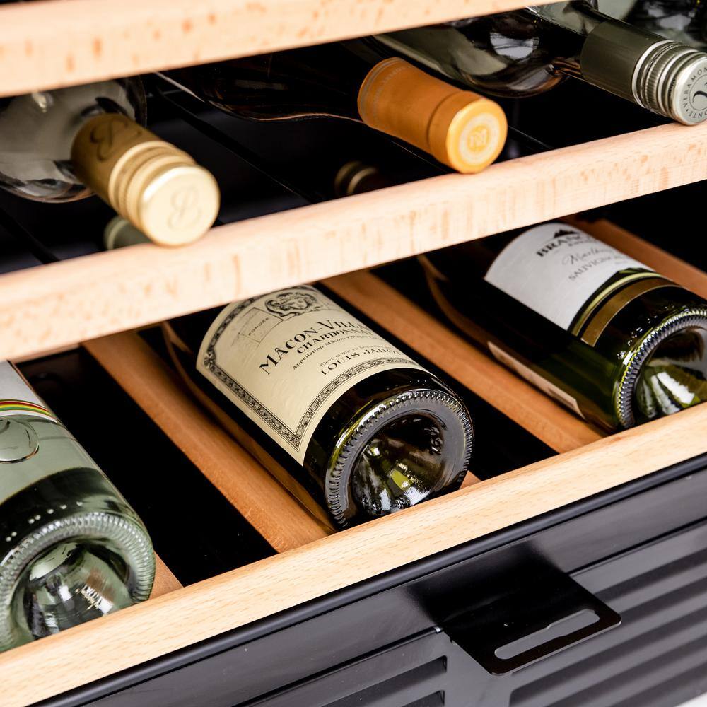 50-Bottle Black and Stainless Steel Freestanding Wine Cooler with Glass Door