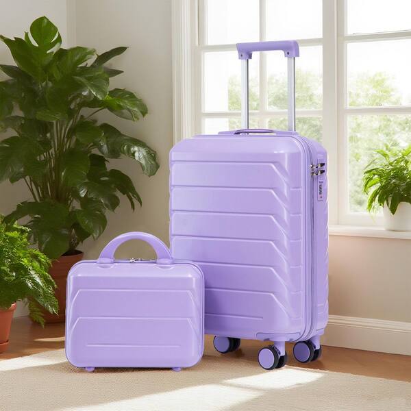 LIVACA 2-Piece Blue+Purple ABS Plastic Hardside Spinner Luggage