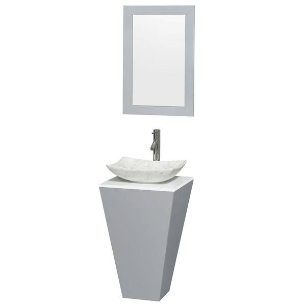 Wyndham Collection Esprit 20 in. W x 20 in. D Vanity in Gray with Solid Surface Vanity Top in White with White Basin and 20 in. Mirror