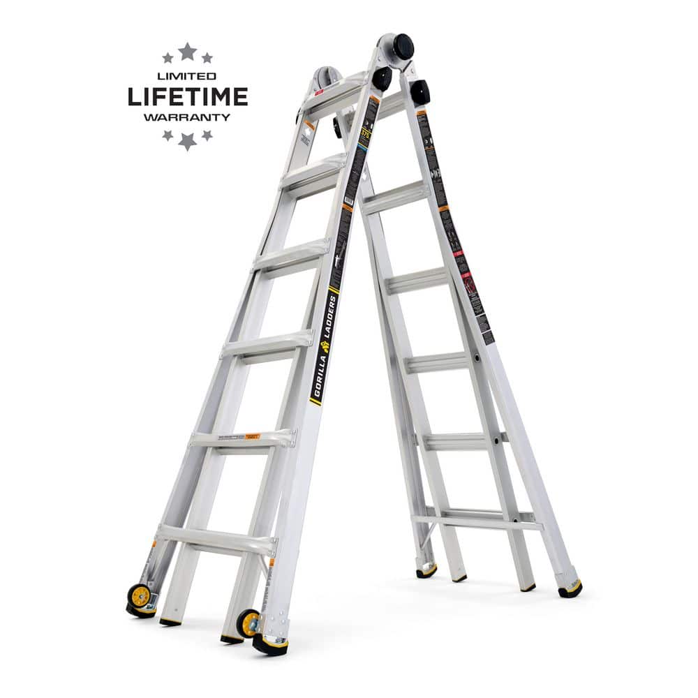 26 ft. Reach MPXW Aluminum Multi-Position Ladder with Wheels, 375 lb. Load 