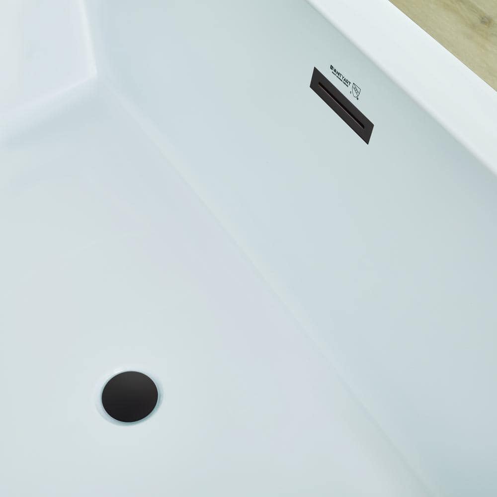 Orion 59'' White and Matte Black Acrylic Freestanding Bathtub