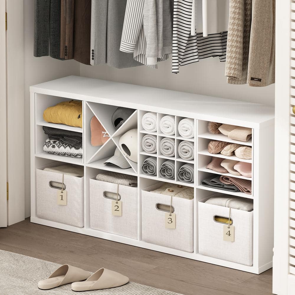 Furinno Cubicle 13.35 in. Tall White Wood 9-Shelf Cube Bookcase Insert ...