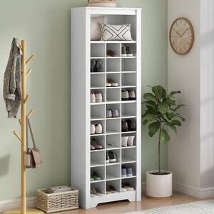 73.80 in. H x 24.40 in. W White Shoe Storage Cabinet with 30 Compartments, Large Storage Capacity
