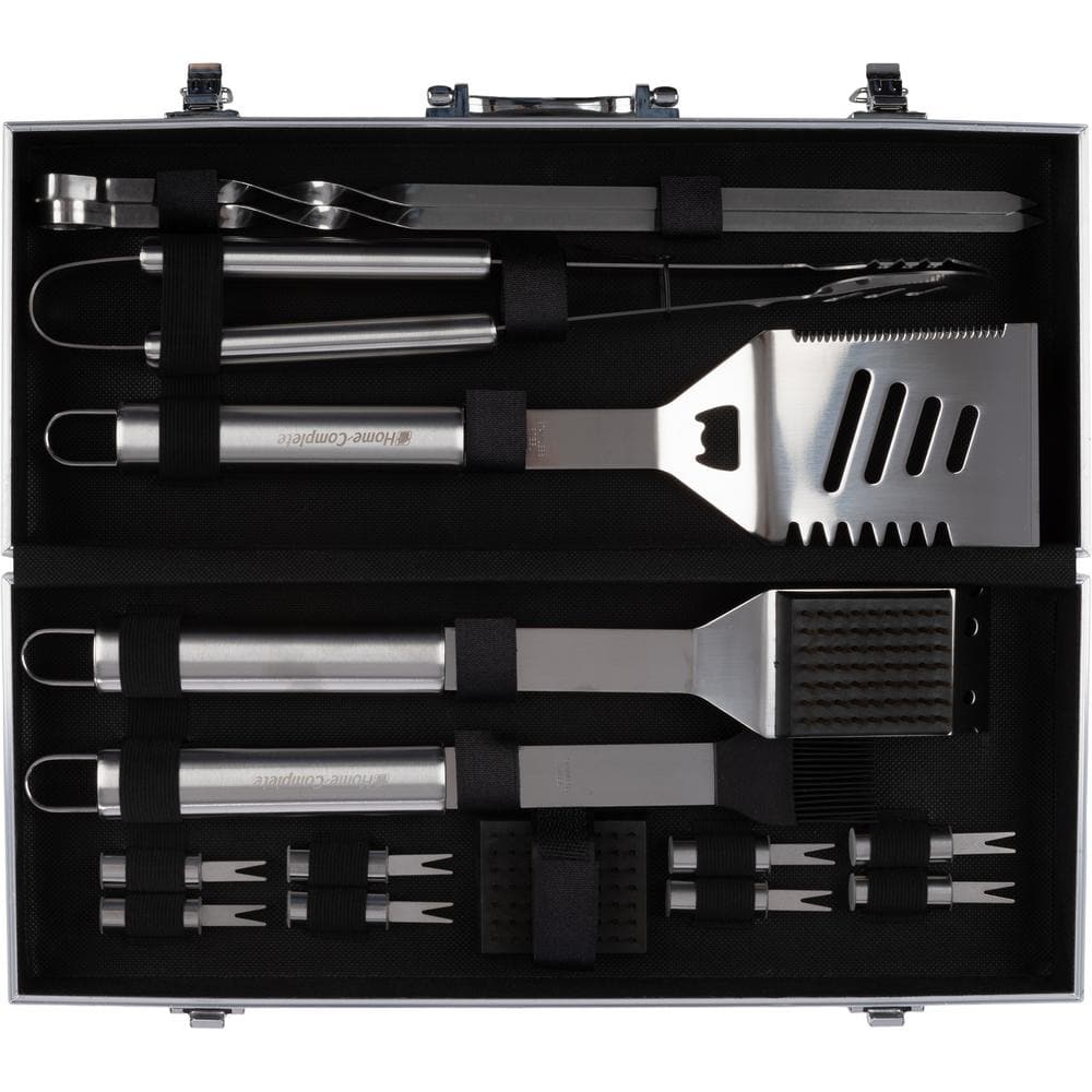 16-Piece Stainless Steel BBQ Grill Tool Set with Aluminum Case