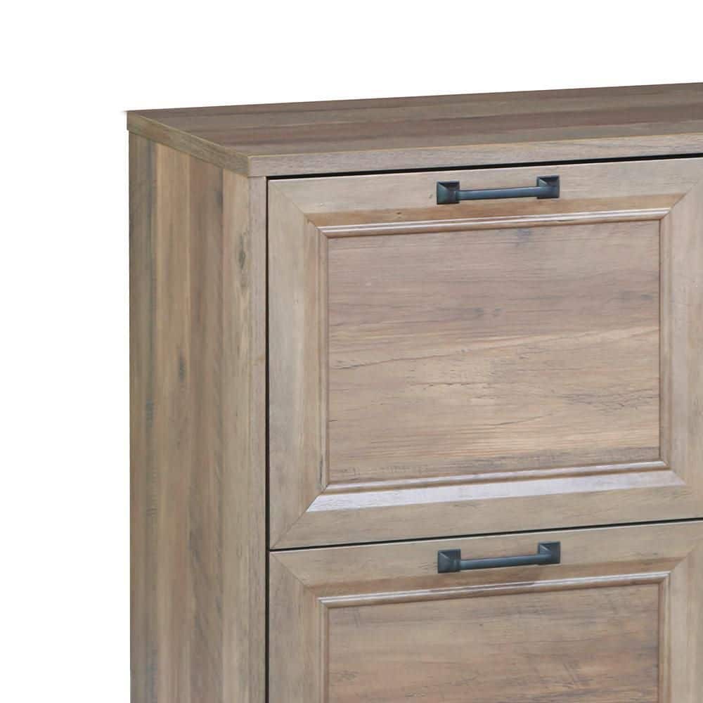 Oak 2-Drawer File Cabinet with 3 Shelves