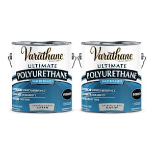 1 Gal. Clear Satin Water-Based Interior Polyurethane (2-Pack)