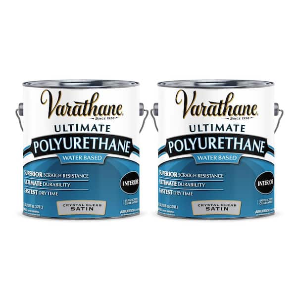 1 Gal. Clear Satin Water-Based Interior Polyurethane (2-Pack)