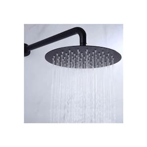 SHOW 10 in. 3-Handle 2-Spray Round Rain Black Shower Faucet with Knob Handles in Matte Black(Valve Included)