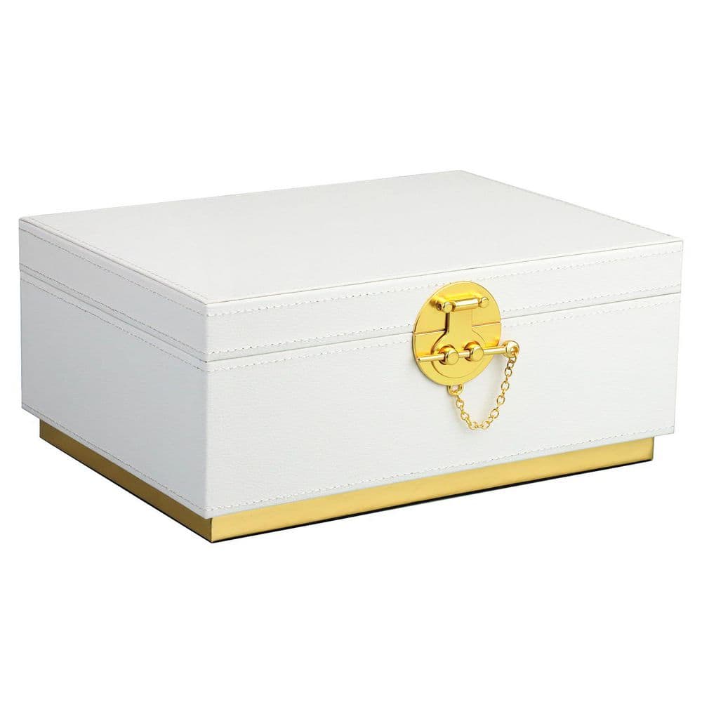 装飾BOX Elegant Faux Leather Decorative Box White 8 in. x 4.8 in. Faux