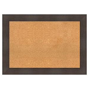 William Rustic Woodgrain Natural Corkbaord 42 in. x 30 in. Bulletin Board Memo Board