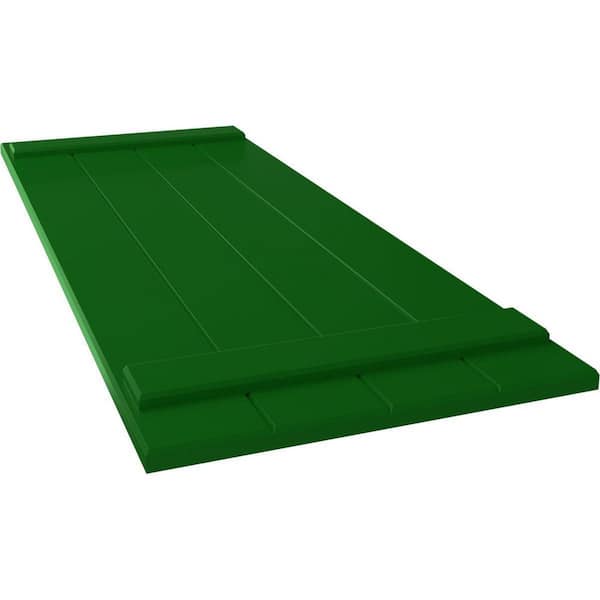 Ekena Millwork True Fit 21-1/2 in. x 32 in. PVC 4 Board Joined Board and Batten Shutters, Pair in Viridian Green