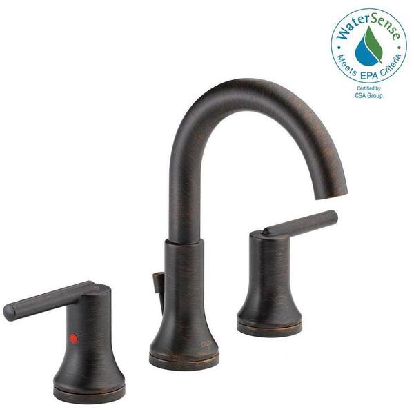 Widespread 2-Handle Bathroom Faucet w Metal Drain Assembly Delta Trinsic 8 in 