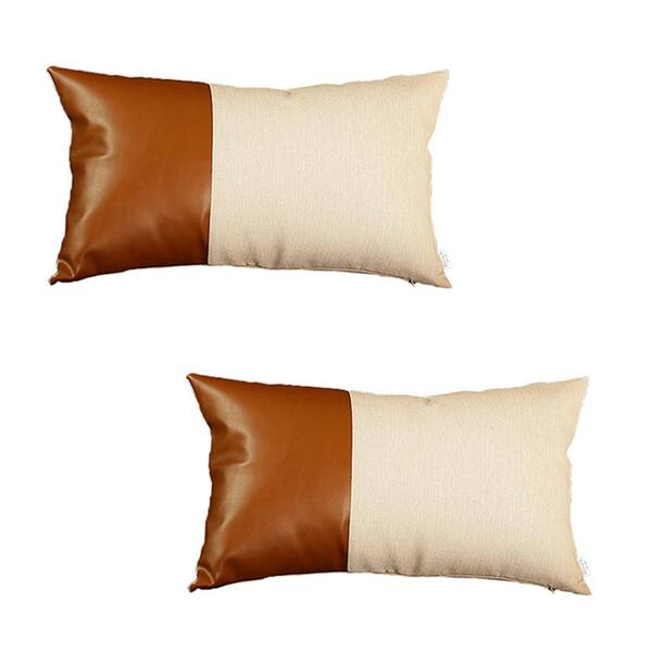 Rustic Style Vegan Faux Leather Pillow Cover Set of 2