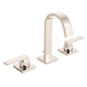 Lura 8 in. Widespread 2-Handle Bathroom Faucet with Push-Pop Drain Assembly in Polished Nickel