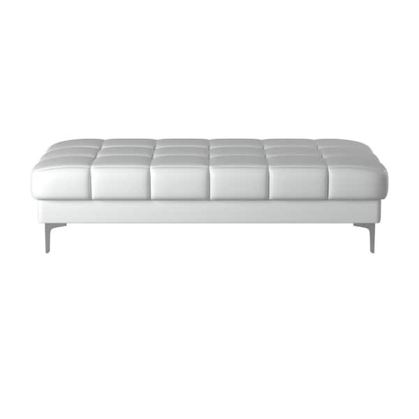 Poundex Bobkona White Bonded Leather Tail Ottoman Pdex F7229 The Home Depot Poundex Bobkona White Bonded Leather, Poundex Bobkona Bonded Leather Sectional Sofa