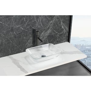 Charlie Modern Clear Tempered Glass Crystal Rectangular Vessel Sink - 18 in.