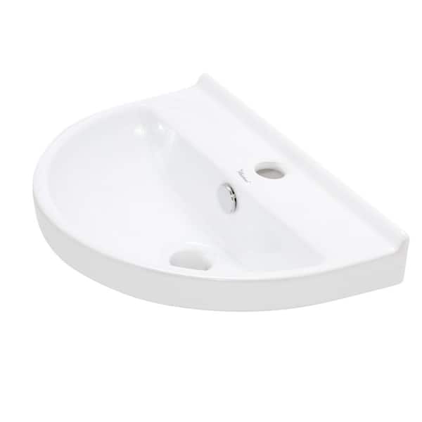 Whitehaus Collection Isabella Wall-Mounted Bathroom Sink in White Whitehaus Collection Isabella Wall-Mounted Bathroom Sink in White