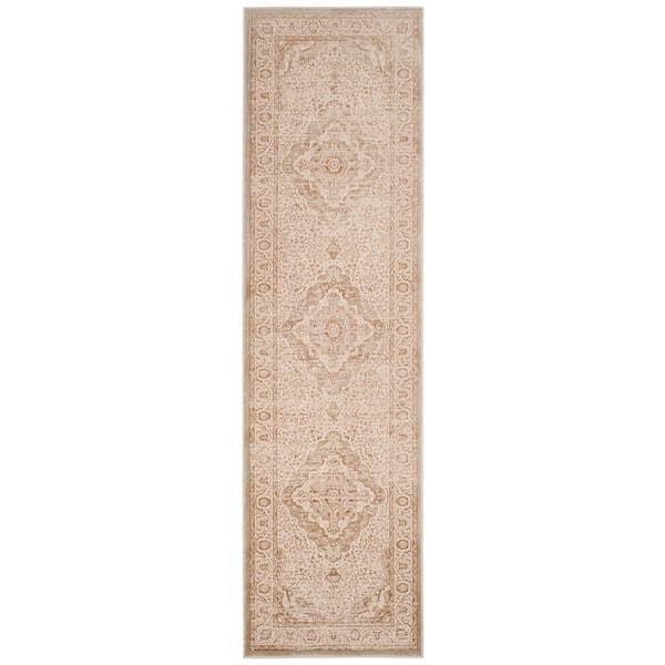 Noble 2 ft. x 8 ft. Light Beige/Cream Medallion Oriental Runner Rug