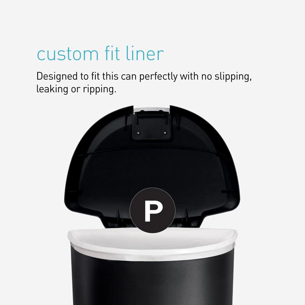 Black Plastic Semi-Round Step Trash Can with Steel Pedal