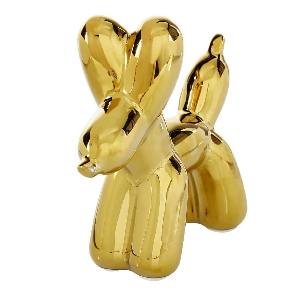 7  x 7  Gold Ceramic Balloon Dog Sculpture  by Cosmoliving by Cosmopolitan