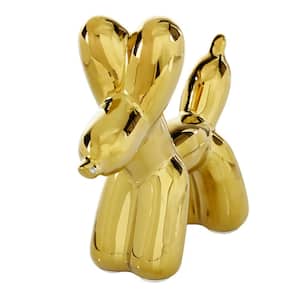 3 in. x 7 in. Gold Ceramic Balloon Dog Sculpture