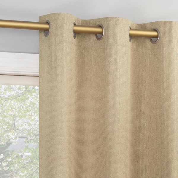 No. 918 Huron Textured Taupe Polyester 40 in. W x 63 in. L Grommet Light Filtering Curtain (Single Panel)