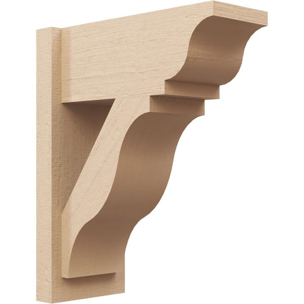 Ekena Millwork 8 in. x 22 in. x 18 in. Funston Traditional Rough Cedar Woodgrain Timberthane Polyurethane Outlooker, Primed Tan