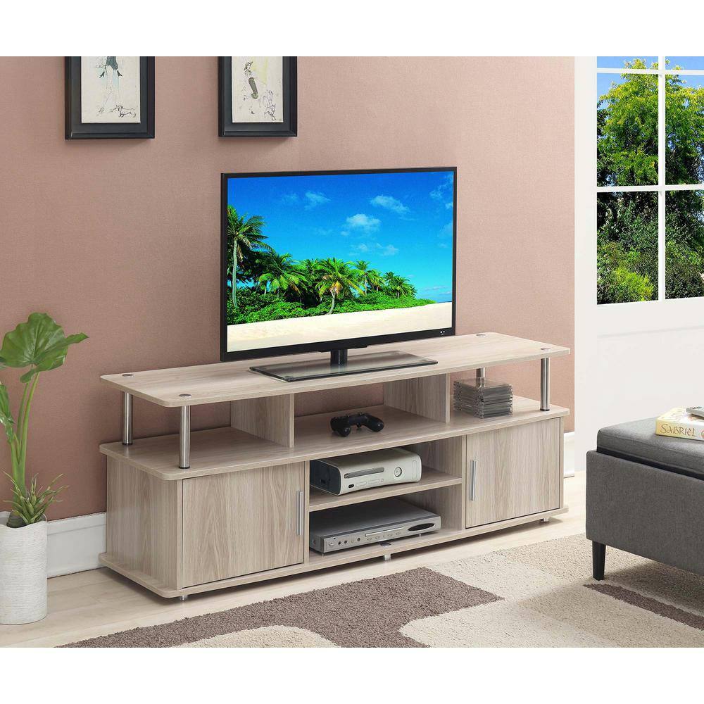 Elegant Ice White 59" TV Stand with Cabinet Storage