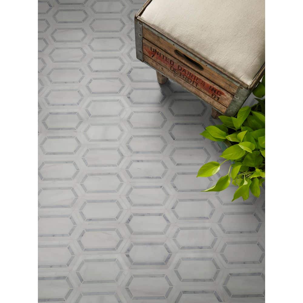 12x12 White and Brown Marble Mosaic Tile Pack
