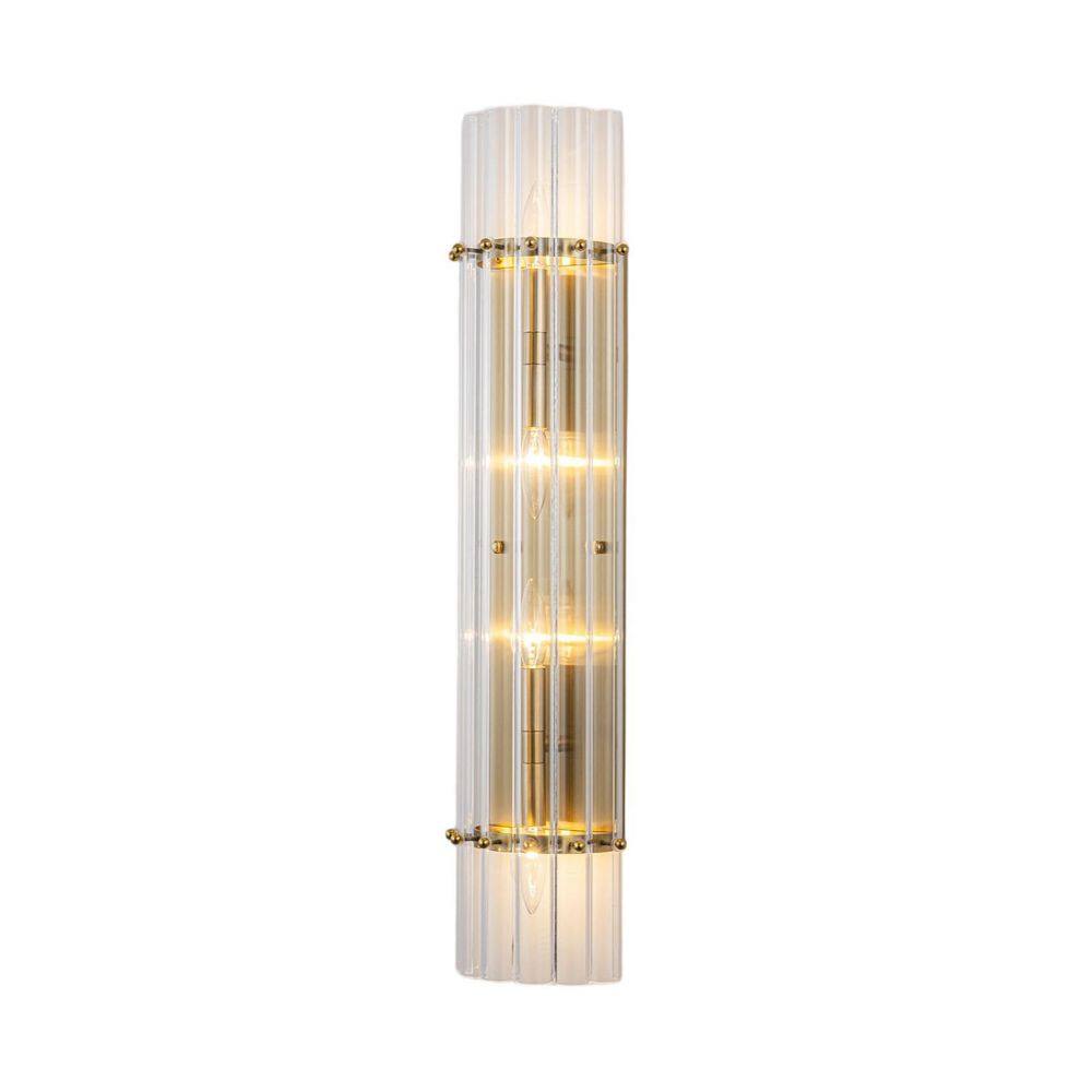 Ophelia 27-in. 4-Light Modern Gold Linear Dimmable Vanity Light with Clear Glass Tube Shades price history on PriceWatchPro