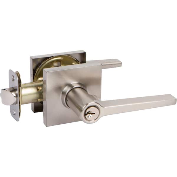 DELANEY HARDWARE Tulina Entry Door Lever with Square Backplate in Satin Nickel finish
