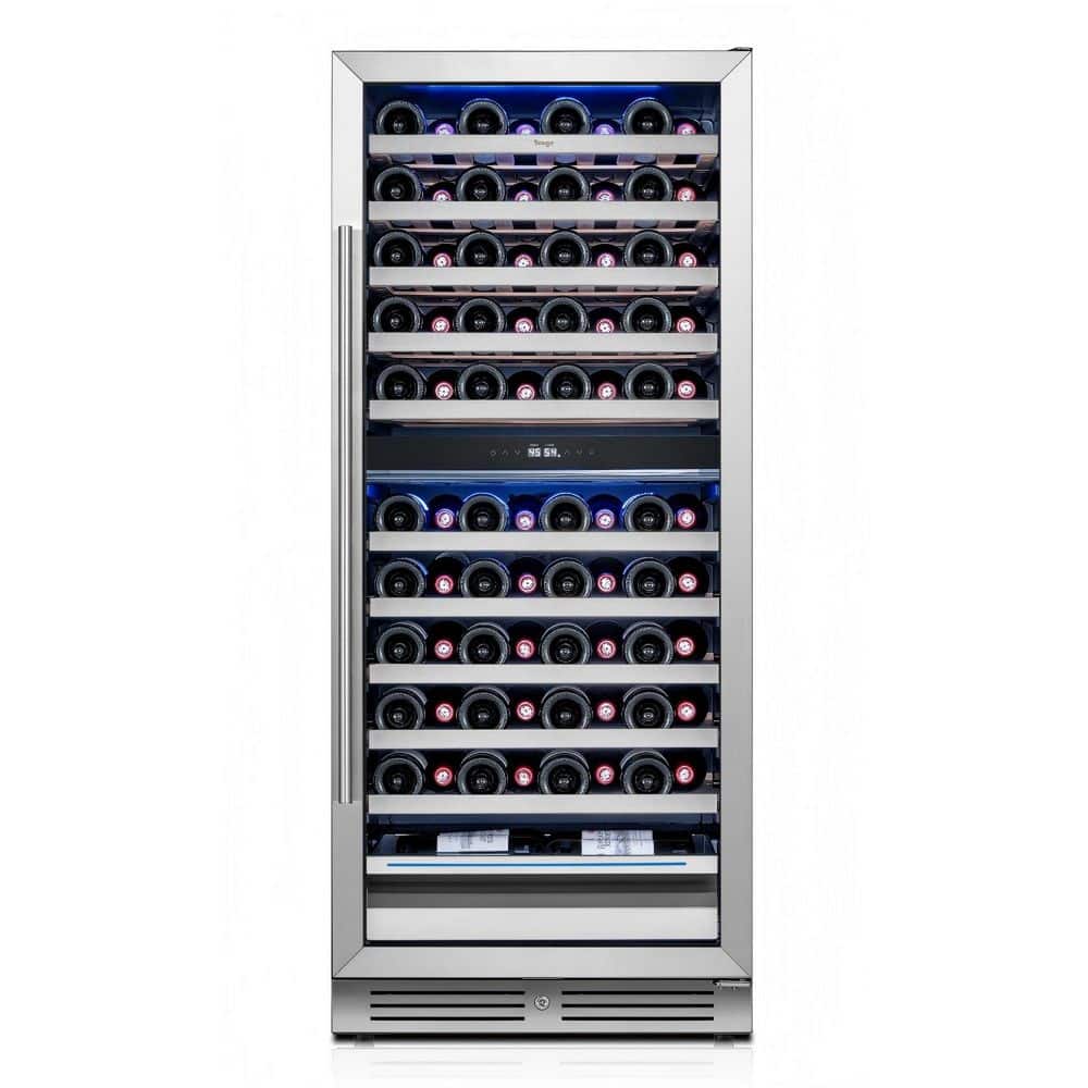 24 in. Dual Zone 89-Bottle Wine Cooler Refrigerator Built-in /Freestanding in Stainless Steel (Right-Hinged) price history on PriceWatchPro
