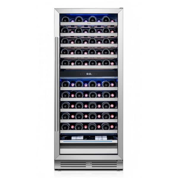 24 in. Dual Zone 89-Bottle Wine Cooler Refrigerator Built-in /Freestanding in Stainless Steel (Right-Hinged)