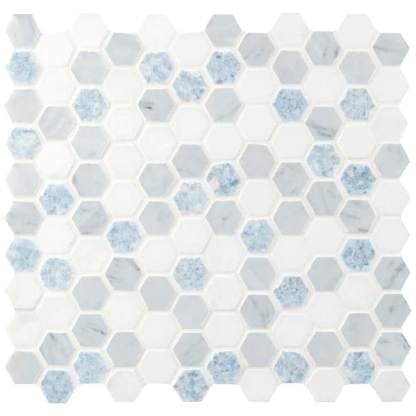 MSI Azula Hexagon 12 in. x 12 in. x 10mm Polished Marble Mesh-Mounted Mosaic Tile (0.96 sq. ft./Each)