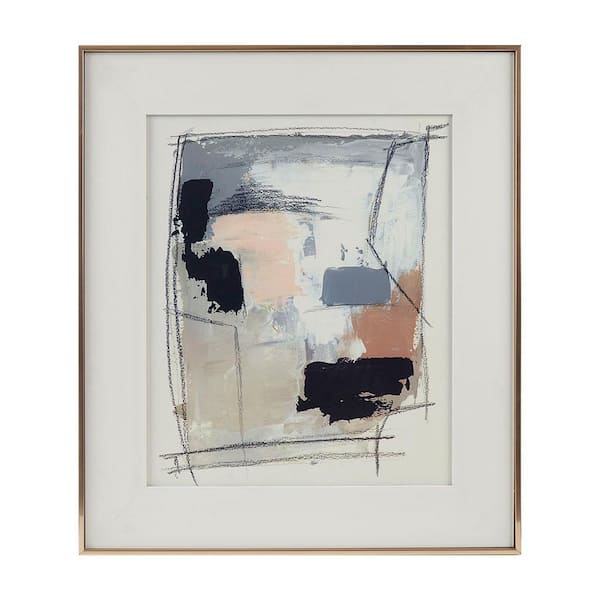 Abstract Art in Grey and Blush by Katherine Price Wood Framed Wall Art Print 27.8 in. x 31.8 in.