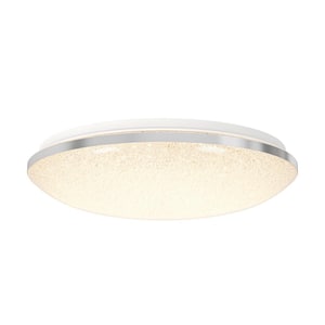 Sparkle 15 in. 1-Light Chrome 5CCT Integrated Selectable LED Flush Mount with Remote Included