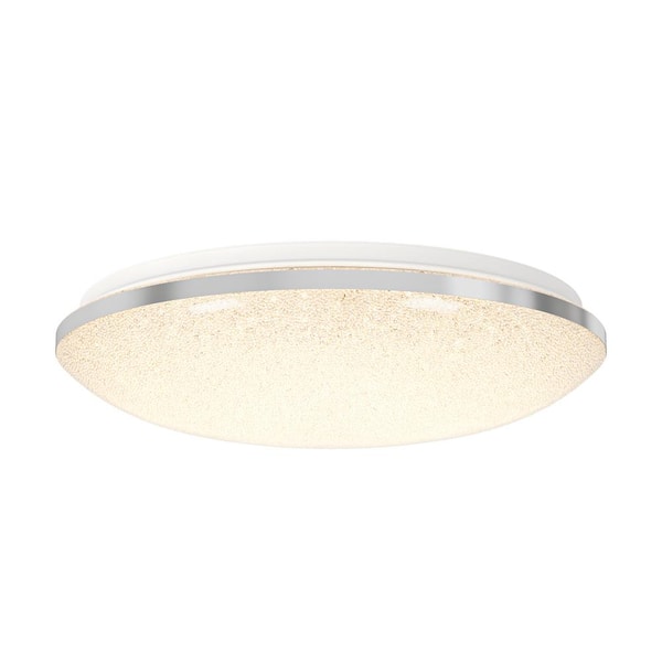 Sparkle 15 in. 1 Light Chrome 5CCT Integrated Selectable LED Flush Mount Ceiling Light with Remote Included