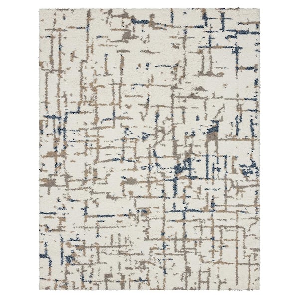 Mohawk Home Relee White/Grey 7 ft. 10 in. x 10 ft. Abstract Indoor Area Rug
