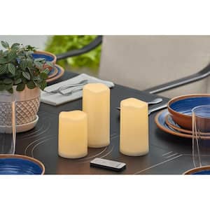 3-Piece Set of Ivory LED Candles with Soft Glow Flicker 3 in. x 4 in., 3 in. x 5 in. and 3 in. x 6 in.