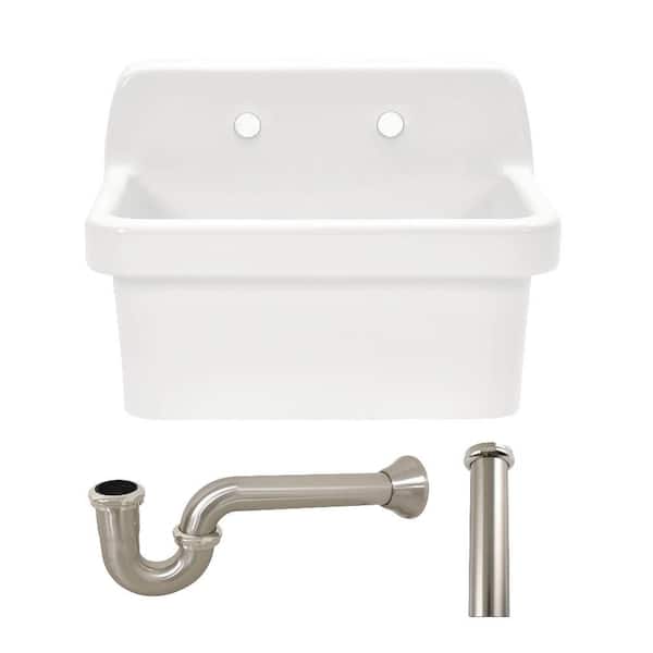 Doriteal 24 in. Wall Mount Single Ceramic Kitchen Sink with Accessories