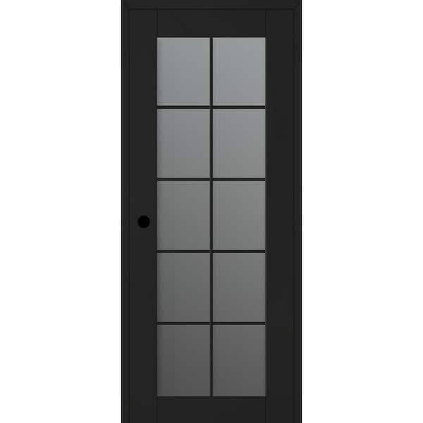 Belldinni Vona 36 in. x 80 in. Right-Hand 10-Lite Frosted Glass Black Matte Composite DIY-Friendly Single Prehung Interior Door