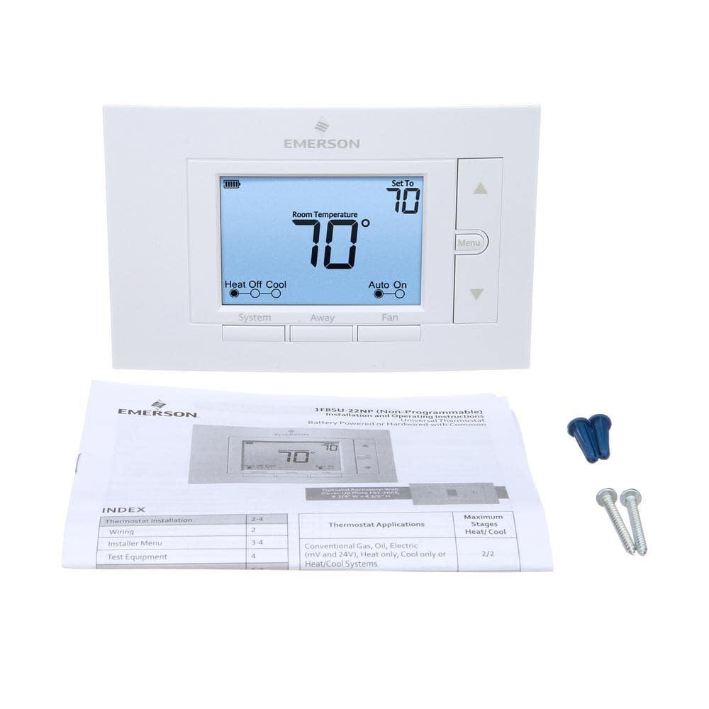 Emerson White Digital Non-Programmable Thermostat with Backlit Display
