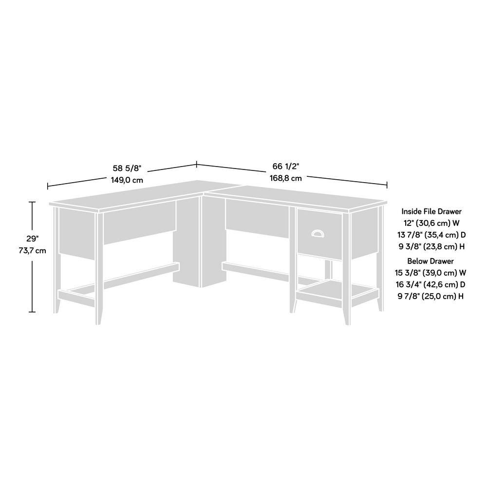 Cinnamon Cherry L-Shaped Wood Executive Desk with Drawer and Filing Cabinet