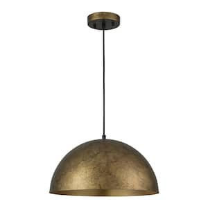 PCover Modern Farmhouse 15 in. W 1 Light Dome Pendant Light Antique Brass Industrial Metal Singe Hang Lighting