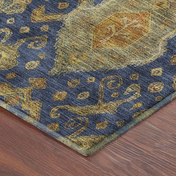 Mayfield Premium Machine Washable Abstract AMF2306 Navy 2 ft. x 3 ft. Accent Rug