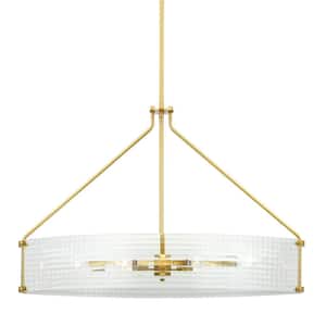 Westlyn 6-Light Brushed Brass Chandelier with Clear Optic Glass Shade