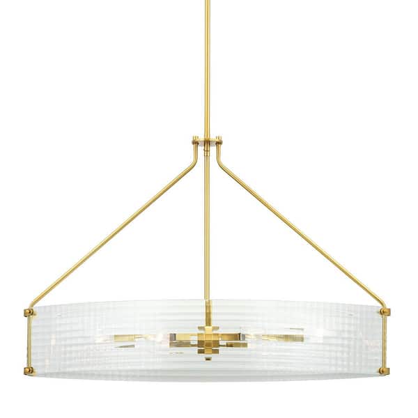 Westlyn 6-Light Brushed Brass Chandelier with Clear Optic Glass Shade