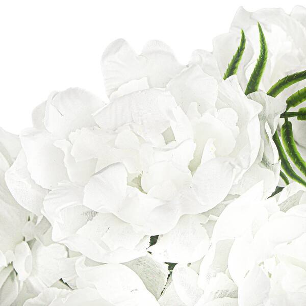 LIVING LUXURY 14 in. White Artificial Open Peony Flower Stem Bush
