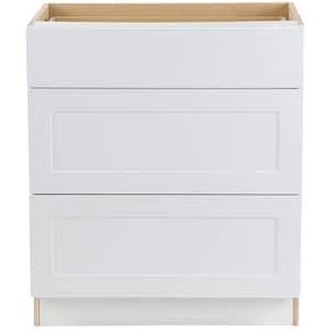 Cambridge White Shaker Assembled Base Kitchen Cabinet with 3-Soft Close Drawers (30 in. W x 24.5 in. D x 34.5 in. H)